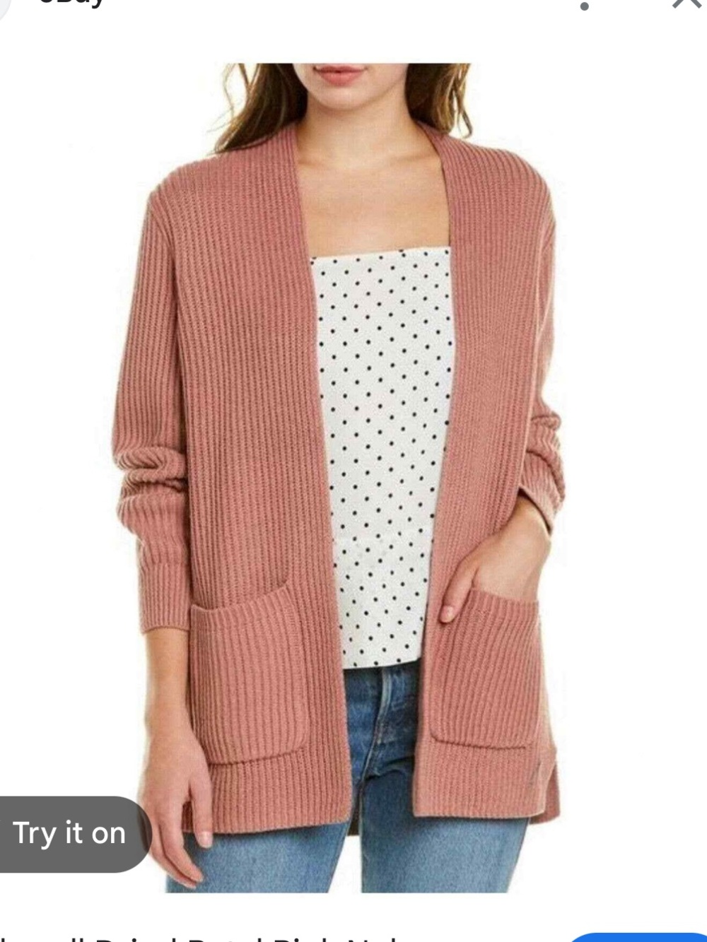 Madewell Nolan Ribbed Open-Front Cardigan in Dried Petal Pink